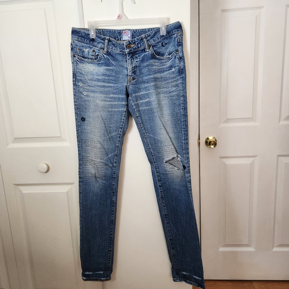 PRPS Low Rise Distressed Skinny Jeans